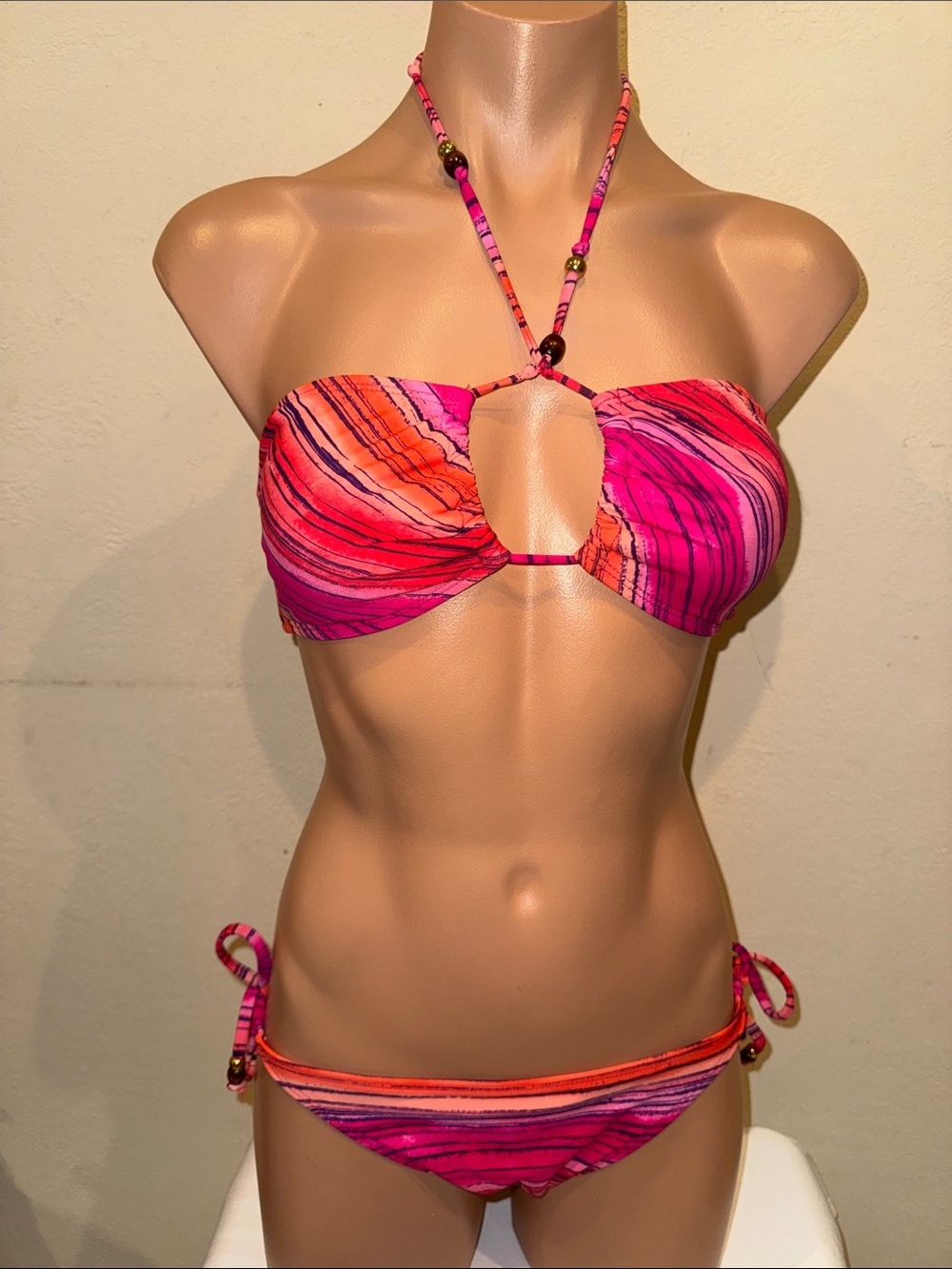 NWT Reef bandeau bikini set tie side size M